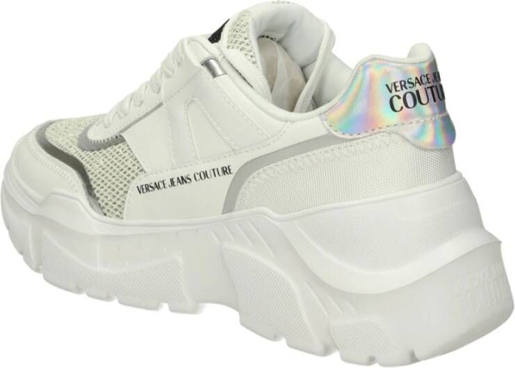 Versace Jeans Couture Glitter Leren Lage Sneakers White Dames