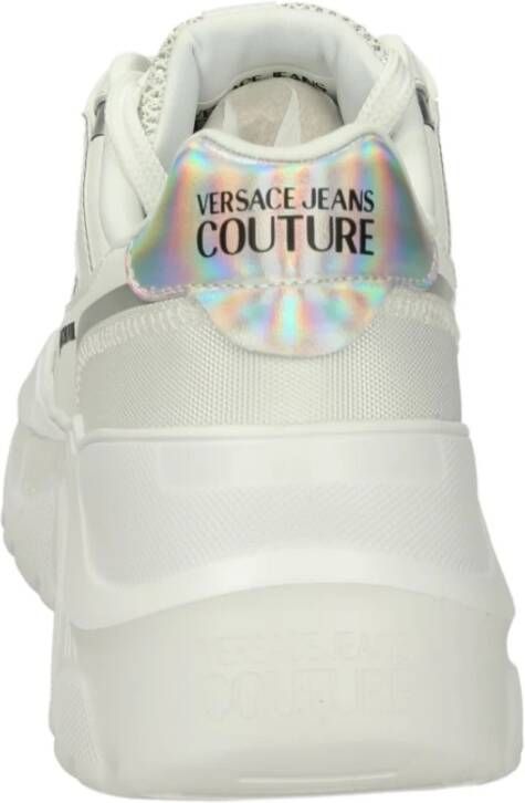 Versace Jeans Couture Glitter Leren Lage Sneakers White Dames