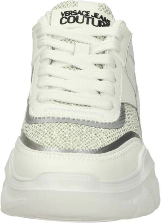 Versace Jeans Couture Glitter Leren Lage Sneakers White Dames