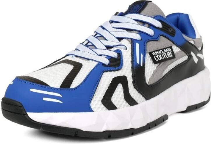 Versace Jeans Couture Grijze Suède Sneakers met Rubberen Logo Blue Dames