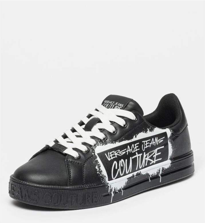 Versace Jeans Couture Lage Leren Sneakers Zwart Black Heren