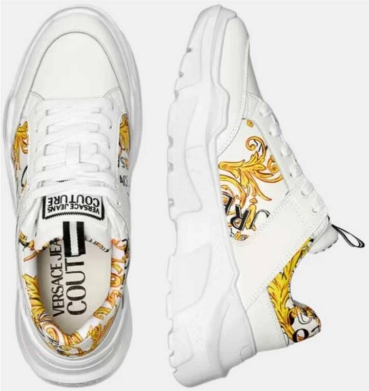 Versace Jeans Couture Lage veterschoenen met Logo Couture Print White Heren