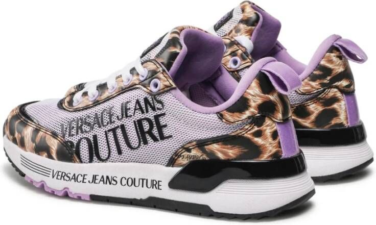 Versace Jeans Couture Luipaardprint Sneakers met Paarse Details Purple Dames