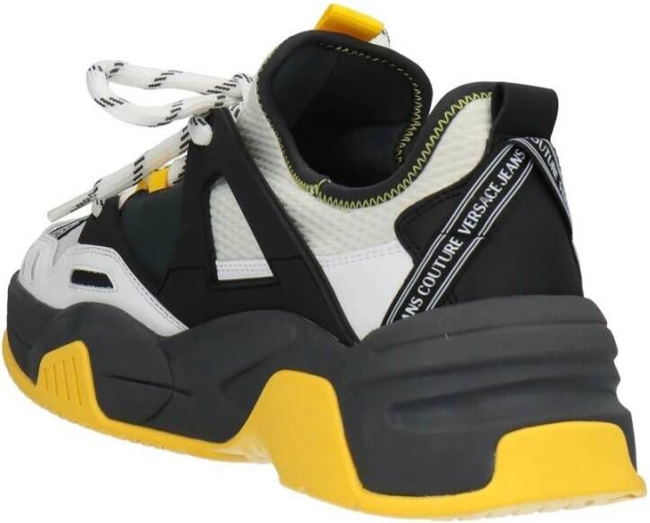 Versace Jeans Couture Nylon en Leren Sneakers Grijs Geel Multicolor Heren