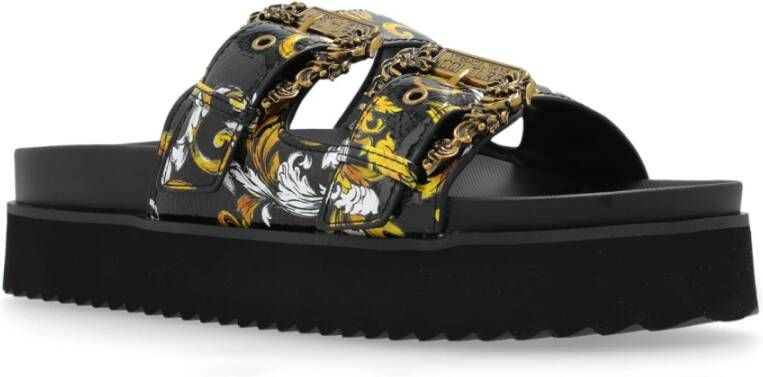 Versace Jeans Couture Platform Slides Black Dames