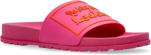 Versace Jeans Couture Rubberen slides met logo Pink Dames