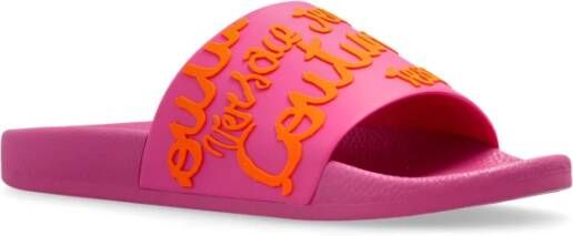 Versace Jeans Couture Rubberen slides met logo Pink Dames