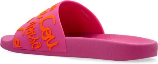 Versace Jeans Couture Rubberen slides met logo Pink Dames