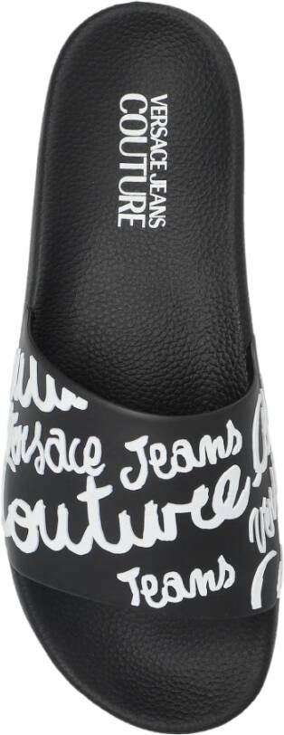 Versace Jeans Couture Rubberen slippers met logo Black Dames