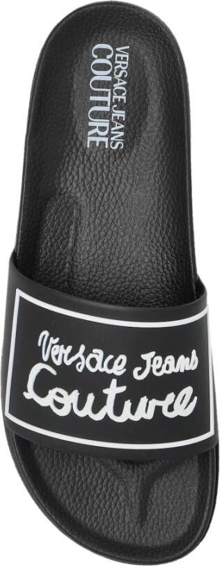 Versace Jeans Couture Rubberen slippers met logo Black Dames