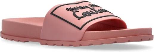 Versace Jeans Couture Rubberen slippers met logo Pink Dames