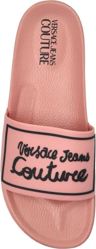 Versace Jeans Couture Rubberen slippers met logo Pink Dames