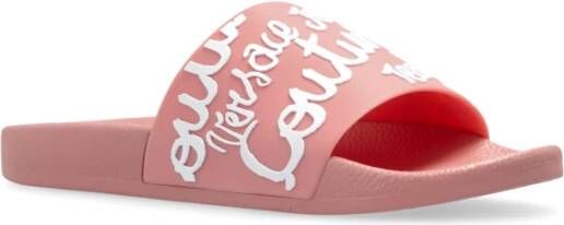 Versace Jeans Couture Rubberen slippers met logo Pink Dames