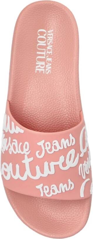 Versace Jeans Couture Rubberen slippers met logo Pink Dames