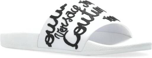 Versace Jeans Couture Rubberen slippers met logo White Dames