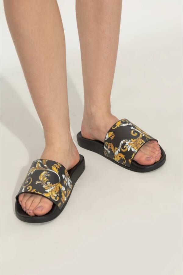 Versace Jeans Couture Rubberen slippers met print Black Dames