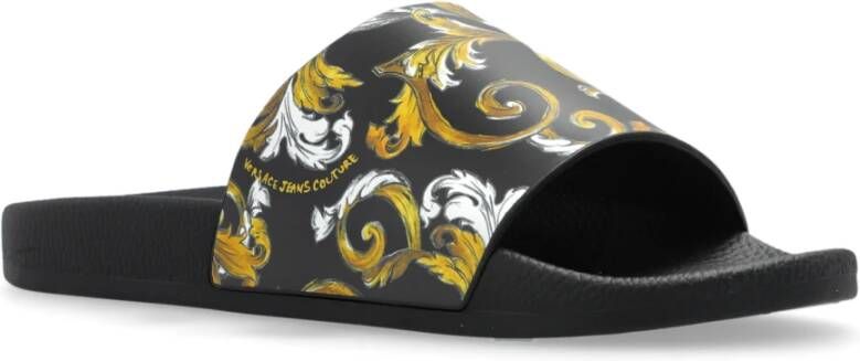 Versace Jeans Couture Rubberen slippers met print Black Dames