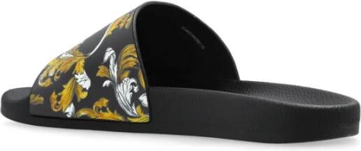 Versace Jeans Couture Rubberen slippers met print Black Dames