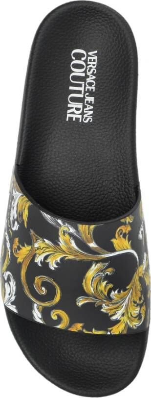 Versace Jeans Couture Rubberen slippers met print Black Dames