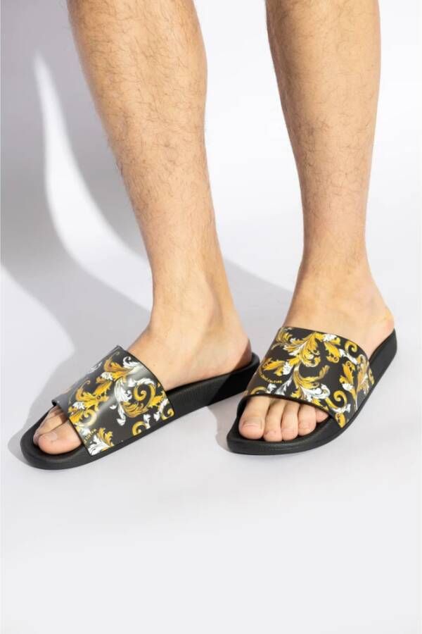 Versace Jeans Couture Rubberen slippers met print Black Heren