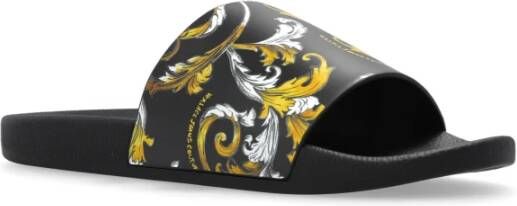 Versace Jeans Couture Rubberen slippers met print Black Heren