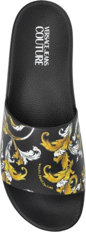 Versace Jeans Couture Rubberen slippers met print Black Heren