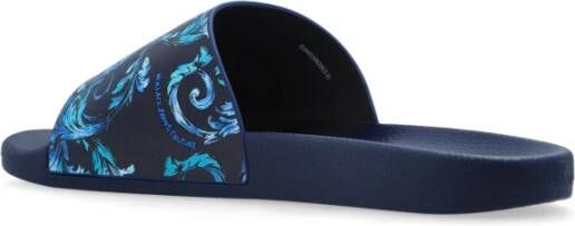 Versace Jeans Couture Rubberen slippers met print Blue Heren