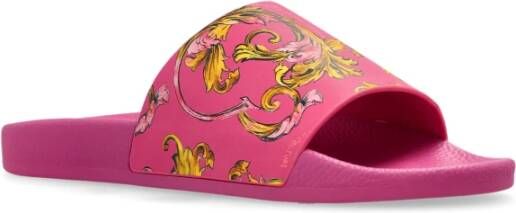 Versace Jeans Couture Rubberen slippers met print Pink Dames