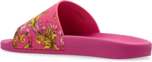 Versace Jeans Couture Rubberen slippers met print Pink Dames