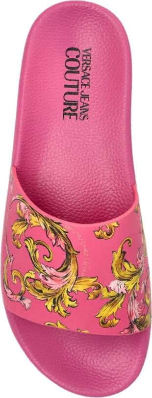 Versace Jeans Couture Rubberen slippers met print Pink Dames