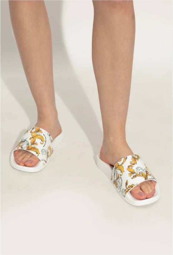 Versace Jeans Couture Rubberen slippers met print White Dames