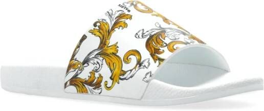 Versace Jeans Couture Rubberen slippers met print White Dames