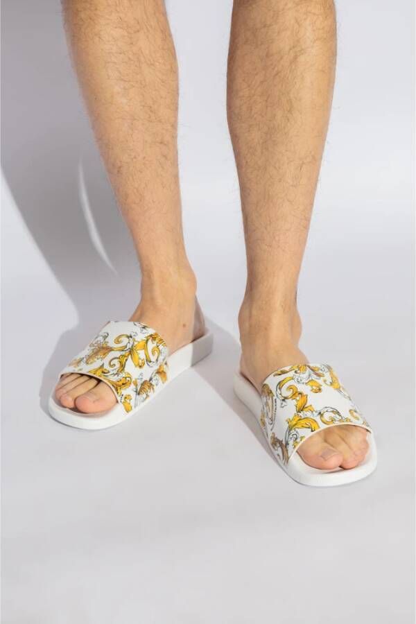 Versace Jeans Couture Rubberen slippers met print White Heren