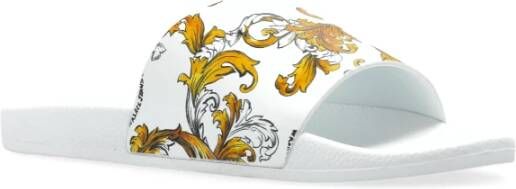 Versace Jeans Couture Rubberen slippers met print White Heren