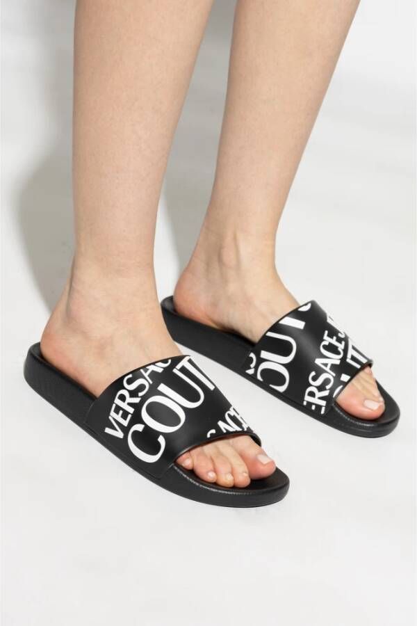 Versace Jeans Couture Slides met logo Black Dames