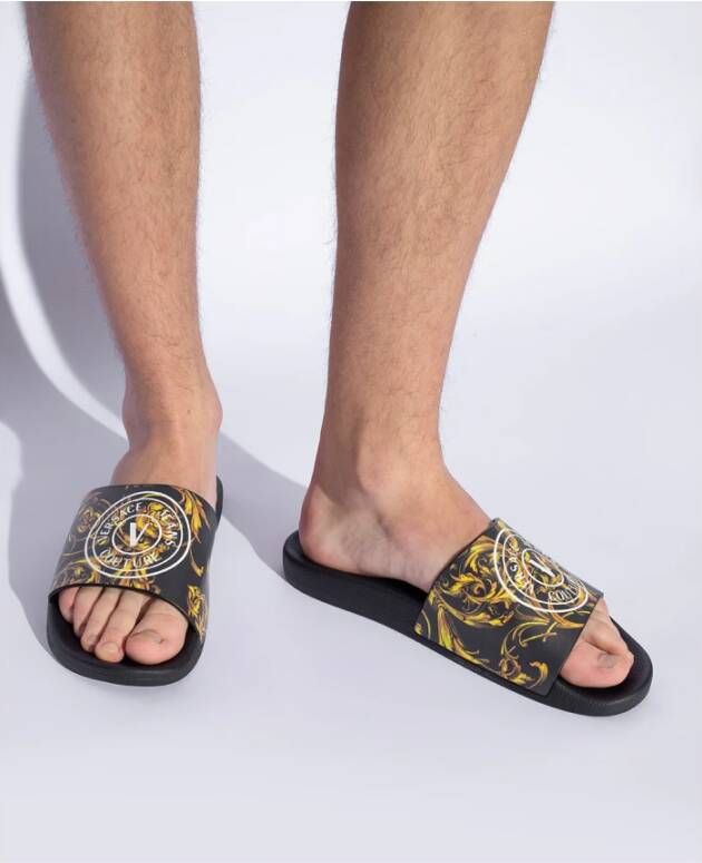 Versace Jeans Couture Slippers met logo Black Heren