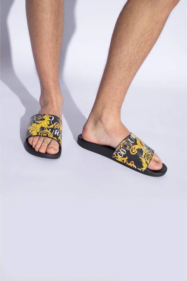 Versace Jeans Couture Slippers met logo Black Heren