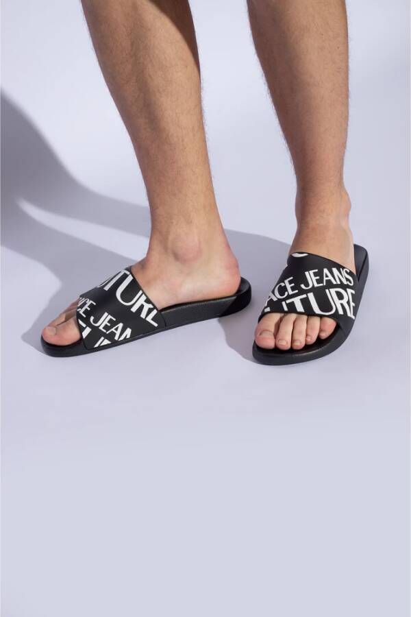 Versace Jeans Couture Slippers met logo Black Heren