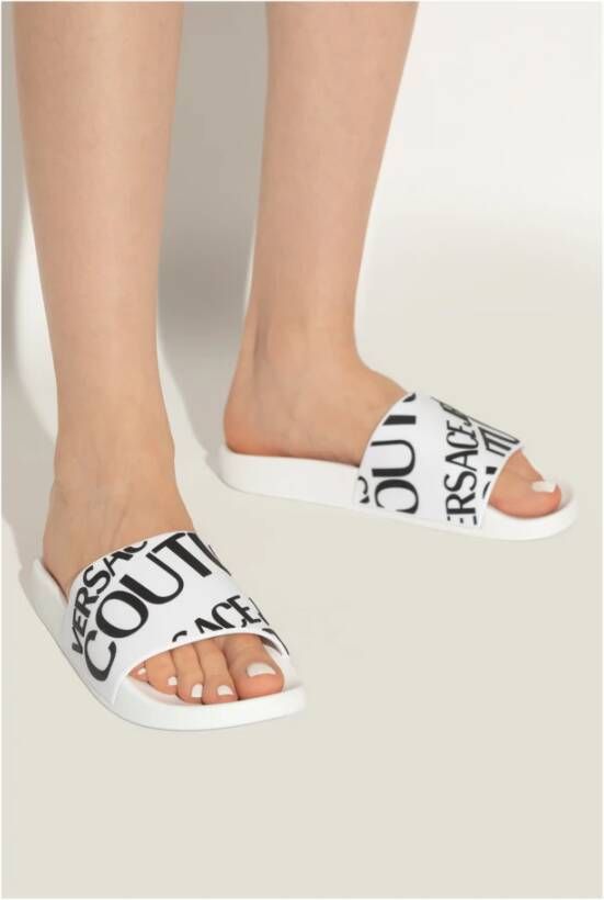 Versace Jeans Couture Slippers met logo White Dames