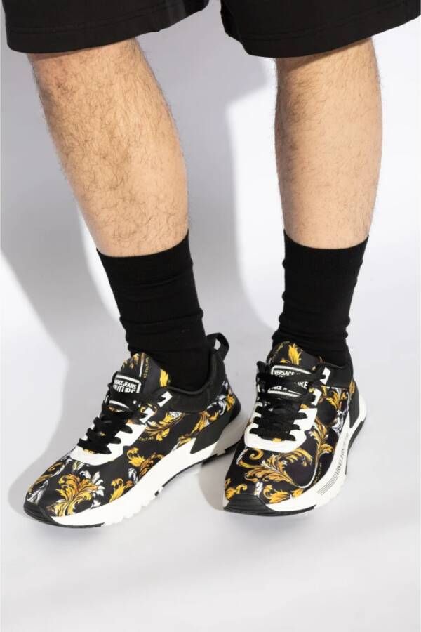 Versace Jeans Couture Sneakers met barocco-print Black Heren