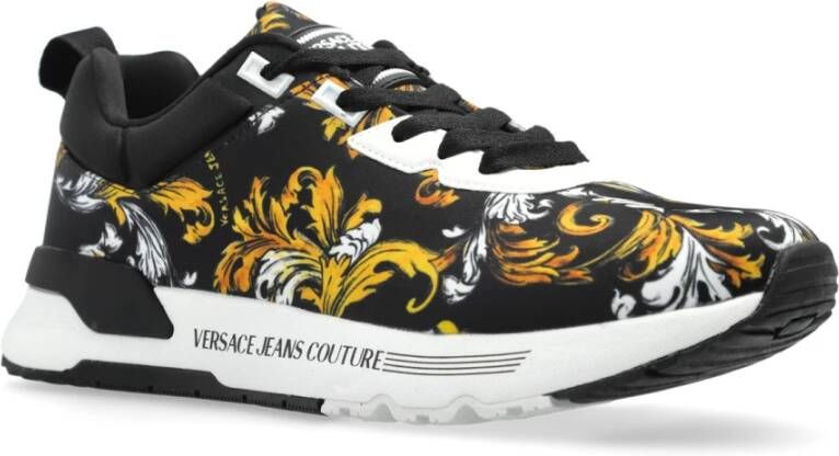 Versace Jeans Couture Sneakers met barocco-print Black Heren