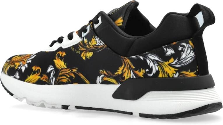 Versace Jeans Couture Sneakers met barocco-print Black Heren