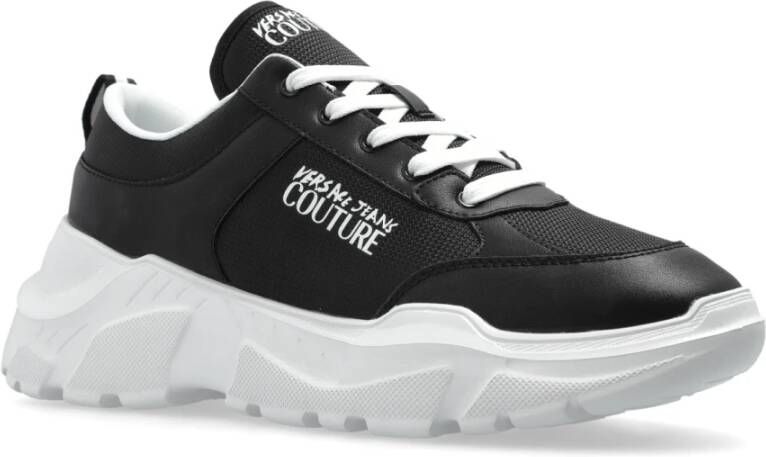 Versace Jeans Couture Sneakers met bedrukt logo Black Heren