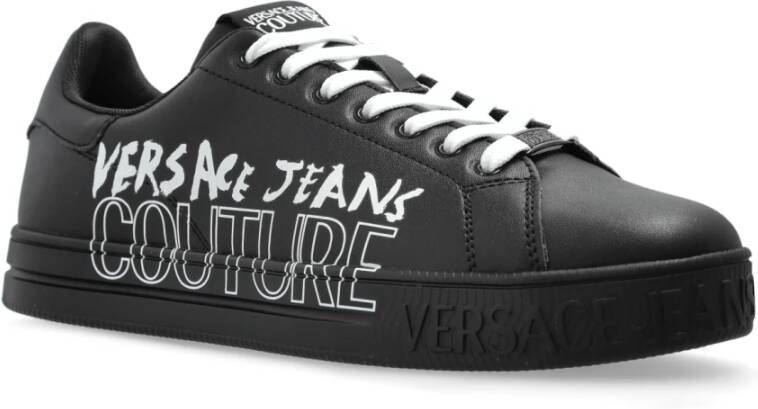 Versace Jeans Couture Sneakers met bedrukt logo Black Heren