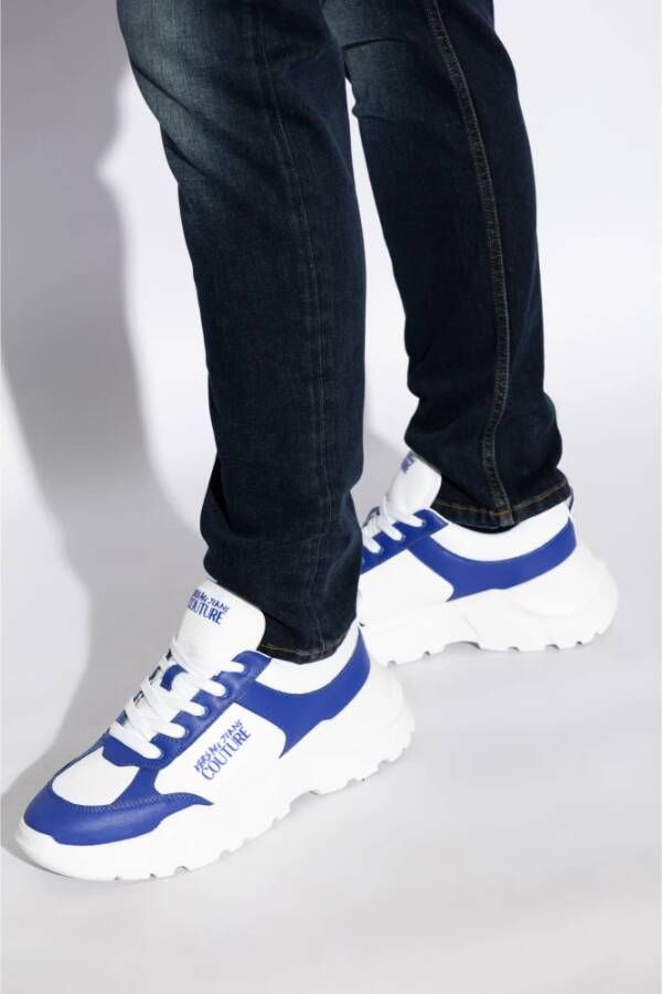 Versace Jeans Couture Sneakers met bedrukt logo Blue Heren