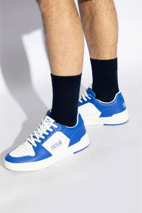 Versace Jeans Couture Sneakers met bedrukt logo Blue Heren