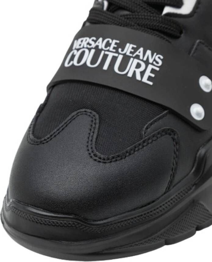 Versace Jeans Couture Speedtrack Zwarte Leren Mesh Sneakers Black Heren