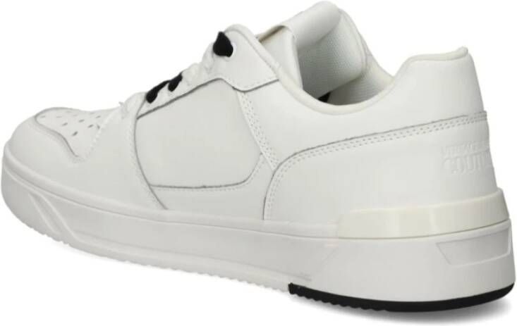 Versace Jeans Couture Witte Leren Sneakers met Logo Print White Heren