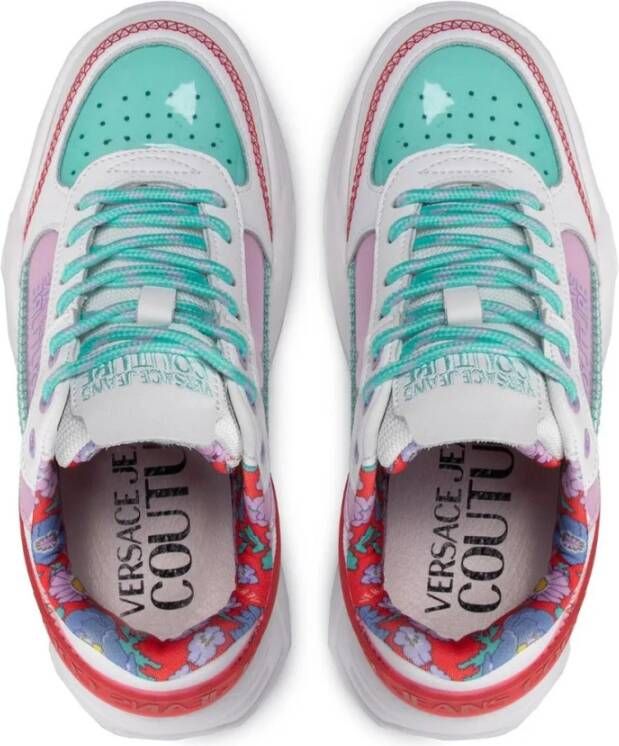 Versace Jeans Couture Witte leren sneakers met rubberen logo Multicolor Dames