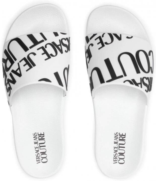 Versace Jeans Couture Witte Pool Slides Sandalen White Heren